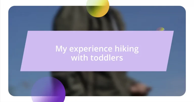 My experience hiking with toddlers